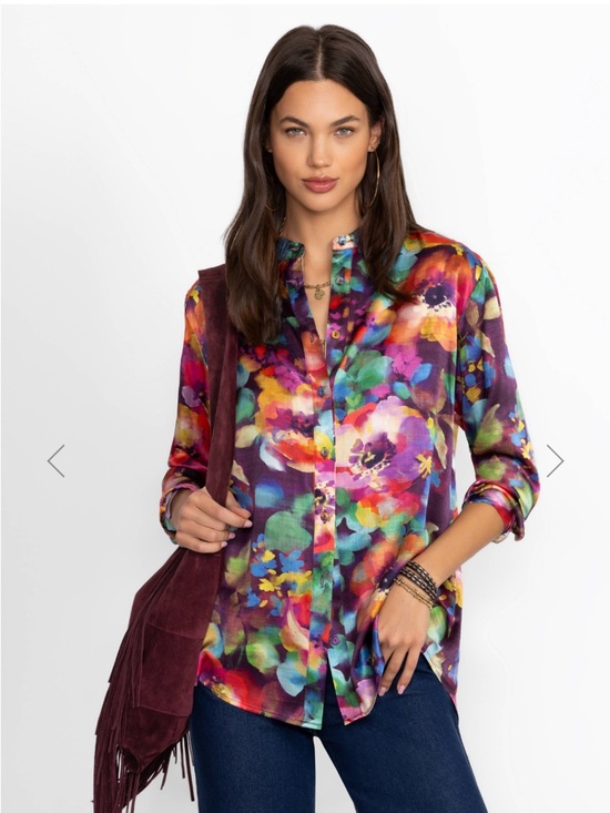 Johnny Was Tops - Johnny Was Workshop 100% Silk Oversized Shirt Tunic. Bold colors. Art to Wear. M